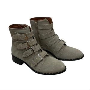 Black Suede Studio Layla Moto Steampunk Bootie